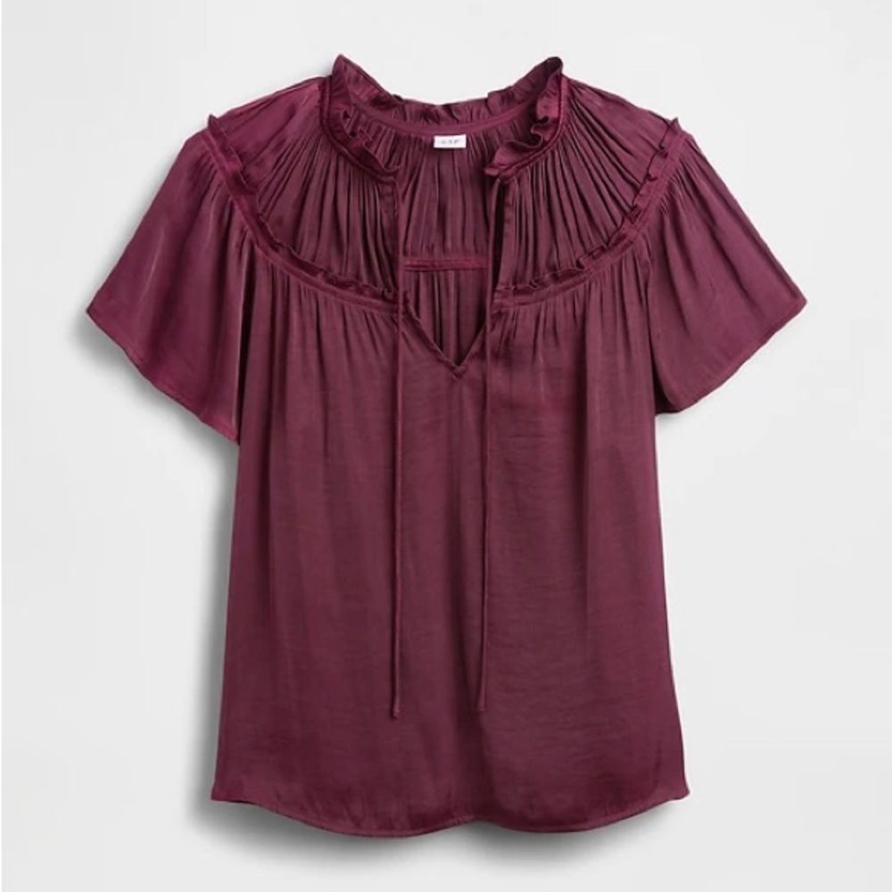 GAP Size XL Relaxed Shirred Splitneck Top